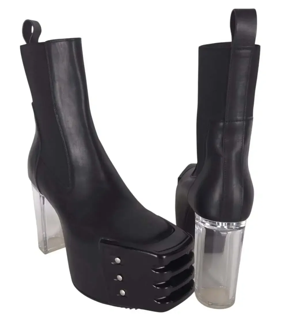 Rick Owens Grilled Kiss Boots US 8 EU 41 Mens Black Clear Transparent $2885